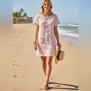 Versace Jeans Pink Eyelet Lace Cotton Mini Dress 6